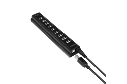 Logilink USB-HUB 10-Port m. Netzteil schwarz Kunststoff