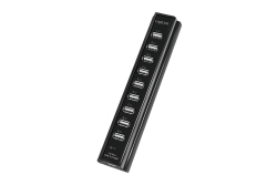 Logilink USB-HUB 10-Port m. Netzteil schwarz Kunststoff