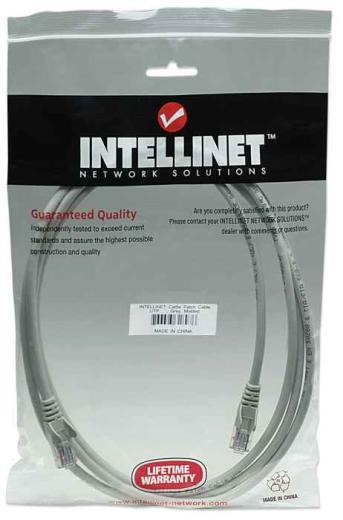 INTELLINET Patchkabel RJ45 U/UTP Cat5e 5.0m Hebelschutz grau