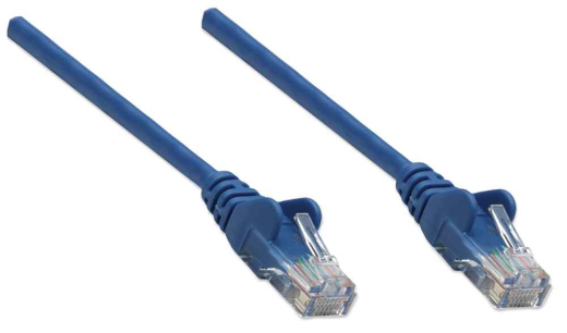 INTELLINET Patchkabel RJ45 U/UTP Cat6 0.50m Hebelschutz blau