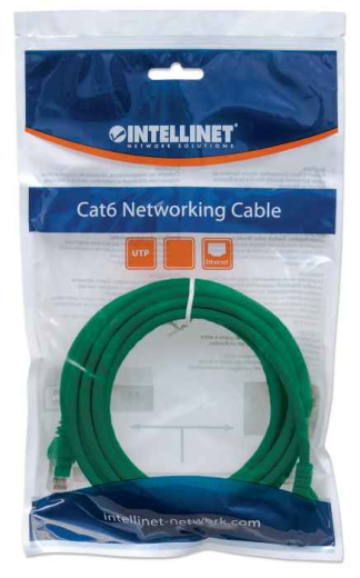 INTELLINET Patchkabel RJ45 U/UTP Cat6 0.50m Hebelschutz grün