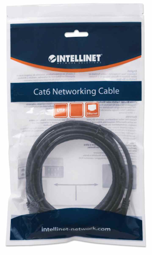 INTELLINET Patchkabel RJ45 U/UTP Cat6 2.00m Hebelschutz schw