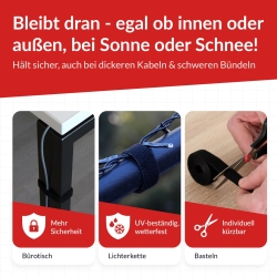 LTC Klettrolle Roll 3m zum Bündeln&Ordnen von Kabeln Schwarz
