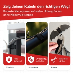 LTC Kletthalter Wall 10er Set selbstklebend Schwarz