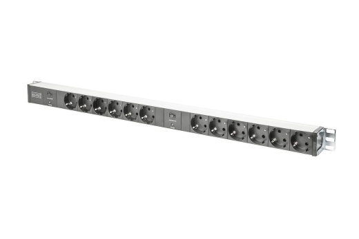 DIGITUS PDU 12fach Ü-Schutz Alu 2m Zuleitung