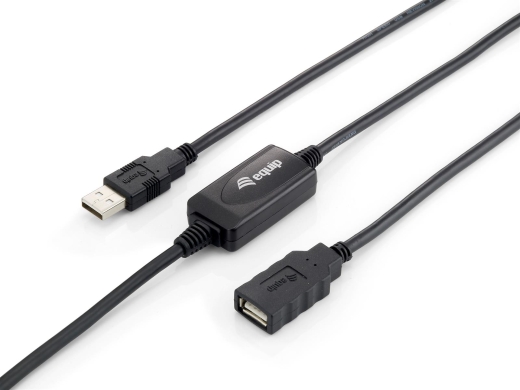 Equip Kabel USB-A2.0->A Akt. Erweiter. St/Bu 10.00m schwarz
