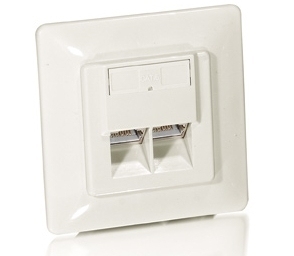 Equip Cat5e Unterputzdose+Frontplatte 2xRJ45 45° RAL9010
