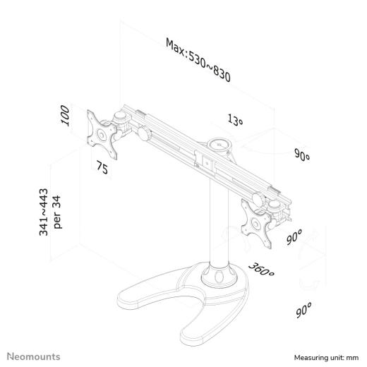 Neomounts TIS 19-30 2TFT 2Gelenke schw. Max.16