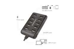 Logilink USB-HUB 10-Port m. Netzteil schwarz