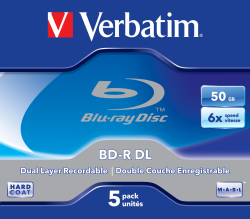 Bluray Verbatim 50GB 5pcs Spin 6x Withe Blue Surface