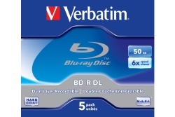 Bluray Verbatim 50GB 5pcs Spin 6x Withe Blue Surface