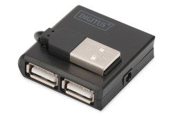 DIGITUS USB-Hub 4-Port 2.0->4xA2.0 integr. Kabel schwarz