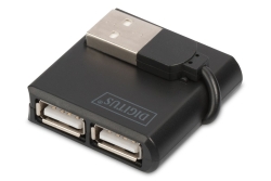 DIGITUS USB-Hub 4-Port 2.0->4xA2.0 integr. Kabel schwarz