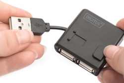 DIGITUS USB-Hub 4-Port 2.0->4xA2.0 integr. Kabel schwarz