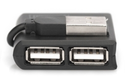 DIGITUS USB-Hub 4-Port 2.0->4xA2.0 integr. Kabel schwarz