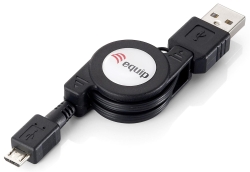 Equip Kabel USB-A2.0->Micro-B Einzieh. St/St 1.00m...