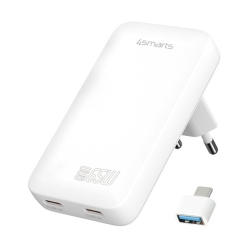 4smarts Charger FlatPlug Slim Dual 65W GaN 2C white