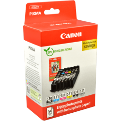 6 Canon Tinten 6117C004 Photo Value Pack PGI-530 +...