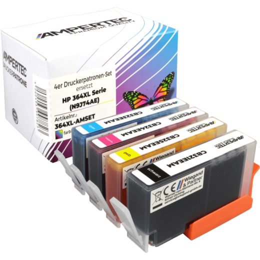 4 Ampertec Tinten ersetzt HP N9J74AE 364XL Multipack KCMY
