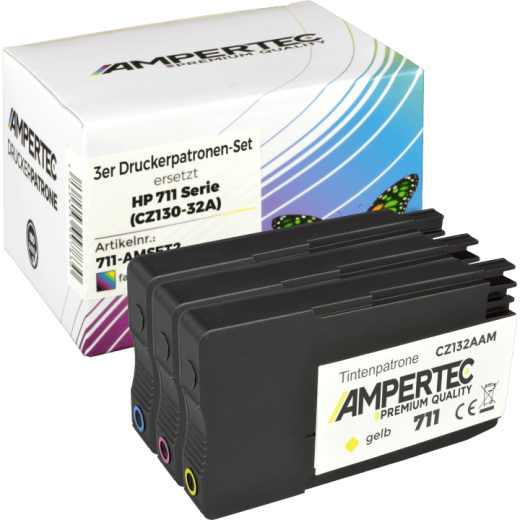3 Kompatible Tinten ersetzt HP P2V32A 711 Multipack CMY