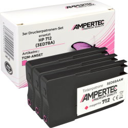 3 Ampertec Tinten ersetzt HP 3ED78A 712 Multipack magenta