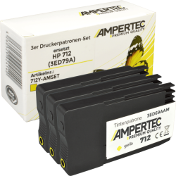 3 Ampertec Tinten ersetzt HP 3ED79A 712 Multipack yellow