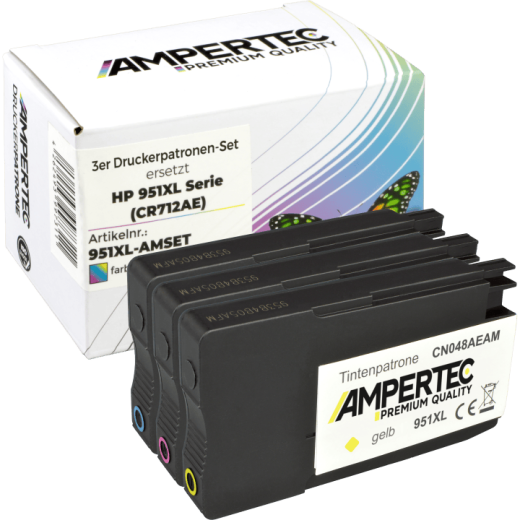 3 Kompatible Tinten ersetzt HP CR712AE 951XL Multipack CMY