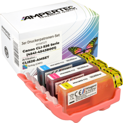 3 Ampertec Tinten ersetzt Canon CLI-526 Multipack CMY