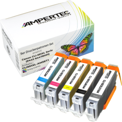5 Ampertec Tinten ersetzt Canon CLI-551XL Multipack KCMY GY