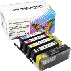 5 Ampertec Tinten ersetzt Canon CLI-581+PGI-580XXL...