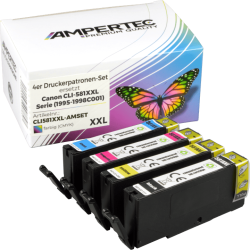 4 Ampertec Tinten ersetzt Canon CLI-581XXL Multipack KCMY