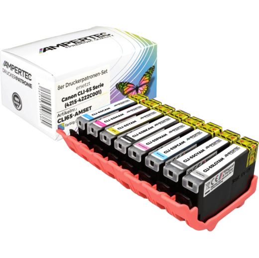 8 Kompatible Tinten ersetzt Canon CLI-65 Multipack KCMY PC PM GY LGY