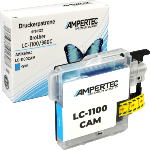 Kompatible Tinte ersetzt Brother LC-1100C LC-980C Universal cyan