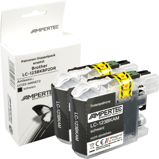 2 Kompatible Tinten ersetzt Brother LC-123BK Doppelpack schwarz