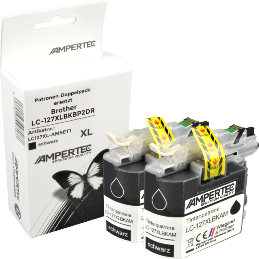 2 Kompatible Tinten ersetzt Brother LC-127XLBK Doppelpack schwarz