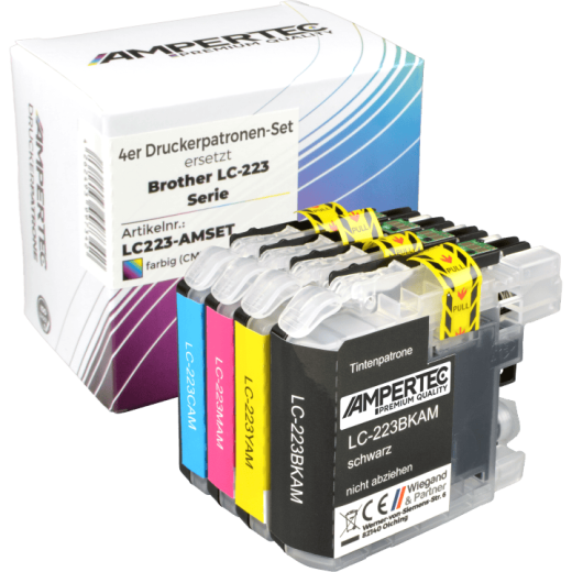 4 Ampertec Tinten ersetzt Brother LC-223 Multipack KCMY