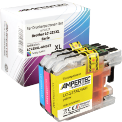 3 Ampertec Tinten ersetzt Brother LC-225XL Multipack CMY