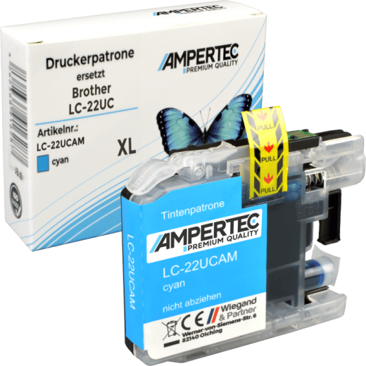 Kompatible Tinte ersetzt Brother LC-22U C cyan