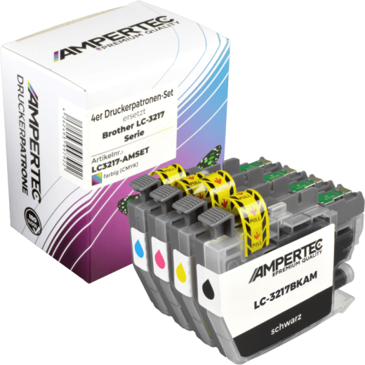 4 Ampertec Tinten ersetzt Brother LC-3217 Multipack KCMY