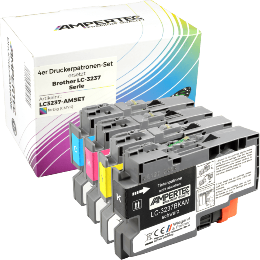 4 Ampertec Tinten ersetzt Brother LC-3237 Multipack KCMY
