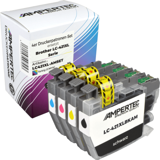 4 Kompatible Tinten ersetzt Brother LC-421XL Multipack KCMY