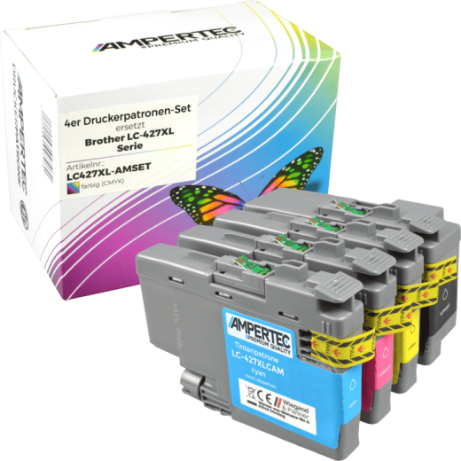 4 Kompatible Tinten ersetzt Brother LC-427XL Multipack KCMY