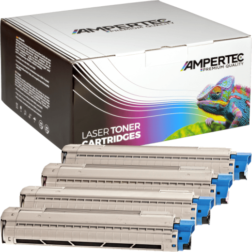 4 Kompatible Toner ersetzt Oki 45862837-40 Multipack KCMY