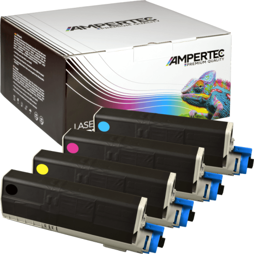 4 Kompatible Toner ersetzt Oki 46490401-04 Multipack KCMY