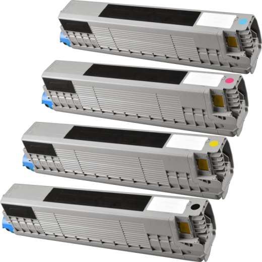 4 Kompatible Toner ersetzt Oki 46443104-01 Multipack KCMY