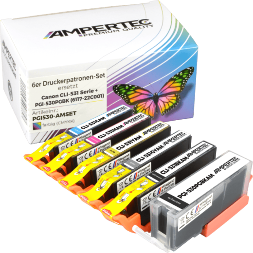 6 kompatible Tinten ersetzt Canon PGI-530+CLI-531 Multipack KCMY GY PGBK