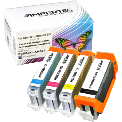 4 Ampertec Tinten ersetzt Canon PGI-550XL+CLI-551XL Multipack KCMY