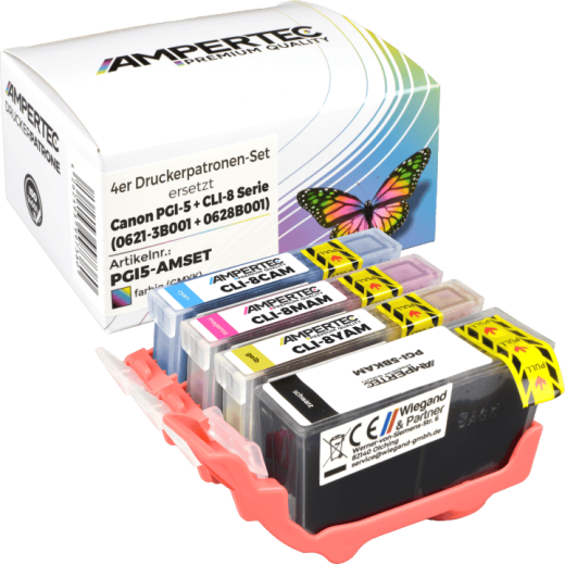 4 kompatible Tinten ersetzt Canon PGI-5+CLI-8 Multipack KCMY