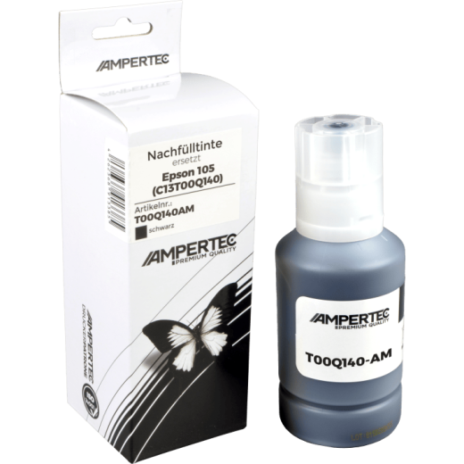 Ampertec Nachfülltinte ersetzt Epson C13T00Q140 105 black