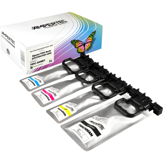 4 Ampertec Tinten ersetzt Epson C13T01C100-400 XL Multipack KCMY